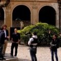 Gustavo Kuerten et Guy Forget dans le jardin des Beaux Arts à Paris