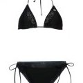 Bikini triangle noir à noeuds petit imprimé fleur et dentelles Billabong femme 2011