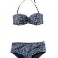 Bikini bandeau push up bleu foncé H&M collection WaterAid 2011 imprimé fleur