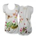 Tee-shirt long blanc imprime très coloré manches courtes T-Garden By Patrizia Pepe printemps-été 2011