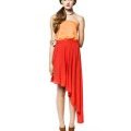 Tendance color block haut bandeau satin orange et jupe asymétrique rouge H&M collection été 2011