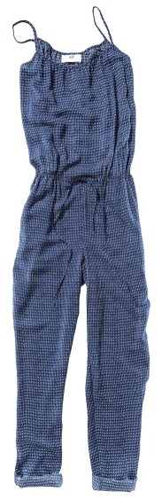Combinaison pantalon H&M à fines bretelles et petits carreaux bleus foncés et blancs collection capsule WaterAid été 2011