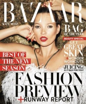 Kate Moss en couverture de Harper's Bazaar 