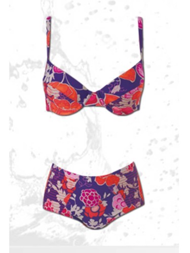 Ensemble maillot de bain Aubade imprimé fleuri culotte haute galbante ligne Retro Beach Printemps-Été 2012