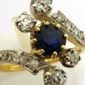 Bague en or saphir et diamants chez bijoux-anciens-paris.com