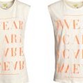 Débardeur blanc cassé à messages femme homme collection Fashion against Aid 2011 printemps-été H&M