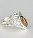 Bague en argent cognac avec ambre montée sur un jonc à motif