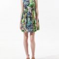Robe Zara fleurie vert pomme taille froncée tendance été 2012 