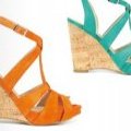 Espadrilles compensées bleues lagon et orange