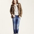 Jean, chemise liberty et blouson cuir ICODE collection femme automne-hiver 2010-2011