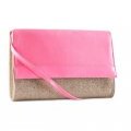 Pochette en imitation daim et cuir rose