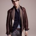 Veste cuir homme H&M gilet bleu marine echarpe bicolore collection automne hiver 2010 2011