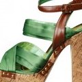 Sandales semelle liège lanières vertes et cuir H&M été 2011 femme