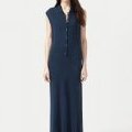 Robe longue bleue col polo