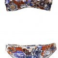 Bikini bandeau liberty à froufrous dans les tons bleus et oranges H&M femme été 2011