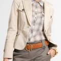 Ensemble veste beige et pantalon slim gris clair