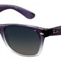 Monture transparente bleue violette degradée et verres bleus foncés degradés Ray Ban New Wayfarer lunettes de soleil 2011