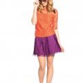 Top en dentelle orange color block Kookai jupe dentelle violette et bandana multicolore tendance de mode 2011