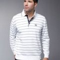 Polo homme manches longues blanc rayures grises Navigare collection automne hiver 2010 2011