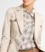 Ensemble veste beige et pantalon slim gris clair