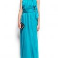 Robe longue en soie turquoise