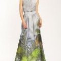 Robe longue en voile imprimé palmier