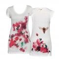 Tee-shirt long blanc imprimé rouge-sang manches courtes T-Garden By Patrizia Pepe printemps-été 2011 collection femme