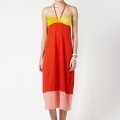 Robe de plage bustier tendance color block acidulée