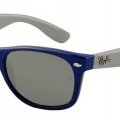 Lunettes de soleil monture bleue foncée et grise verres gris Ray Ban Wayfarer New