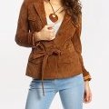 Veste saharienne en cuir marron Etam Collection Automne hiver 2012