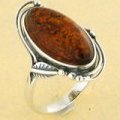 Bague Helena Langevin argent cognac et en ambre
