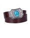 Ceinture cuir marron foncé boucle esprit ethnique Morgan Collection Printemps été 2010