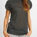 T-shirt noir à pois blancs
