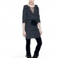 Robe en soie imprime pois noirs et blancs, Sandro collection femme hiver 2010 2011