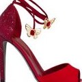 Sandales Sergio Rossi rouges a strass et papillon edition limitée pour Cannes 2011