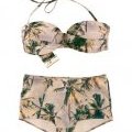 Bikini culotte haute bandeau bretelles amovibles imprimé hawaïen H&M for Water collection été 2012