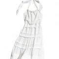 Robe blanche à col collier noué en polyester recycle Conscious Collection H&M Femmes Printemps-Eté 2011