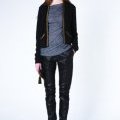 Cardigan en cachemire et pantalon slim en agneau stretch noir Vanessa Bruno