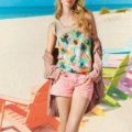 Short rose pastel avec le top imprimé palmier vert style rétro New Look Tendance Printemps été 2012