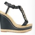 Espadrilles compensées noires avec bride centrale bijoux