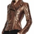 Veste marron en serpent zipee Alexander McQueen Collection femme automne hiver 2010 2011