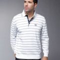 Polo homme manches longues blanc rayures grises Navigare collection automne hiver 2010 2011