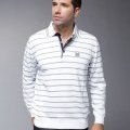 Polo homme manches longues blanc rayures grises Navigare collection automne hiver 2010 2011