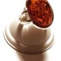 Bague Natalex ovale en argent et ambre