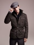 Blouson marron ceinture H&M homme collection hiver 2010 2011