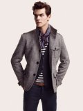 Veste laine gris marinière foulard collection H&M homme automne hiver 2010 2011