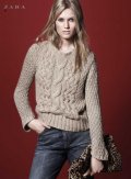 Pull laine torsadée beige collection mode femme Zara automne hiver 2010 2011