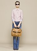 Sac cartable cognac avec fermoir vieil argent