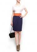Robe ceinture drapée bleu orange 