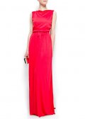 Robe longue rouge à pinces latérales